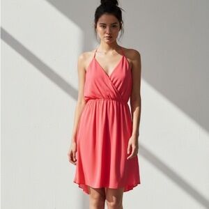 Aritzia Wilfred hot pink Taleen sleeveless halter wrap dress - XS